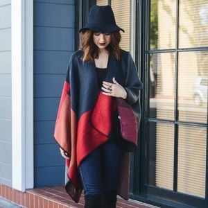 Color Block Poncho
